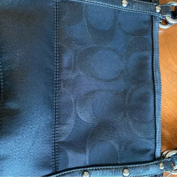 Coach Black Signature Tote with Studded Straps - Picture 2 of 7